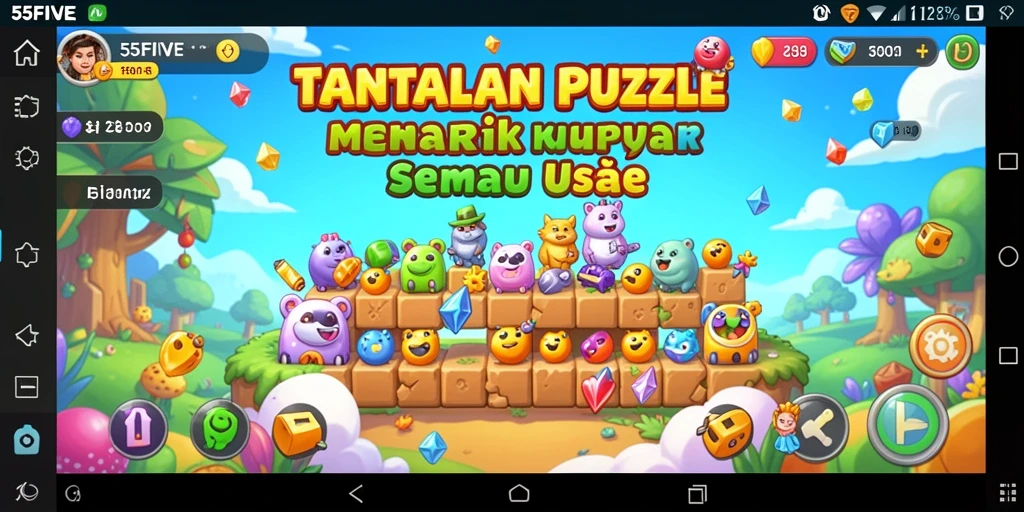 Screenshot gameplay 55FIVE menampilkan tantangan Puzzle yang seru.