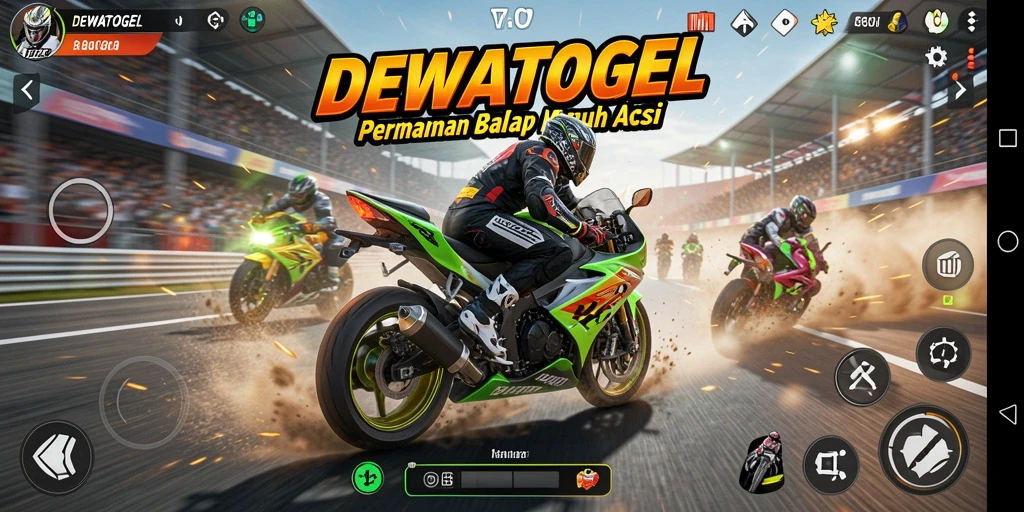 Tampilan gameplay DEWATOGEL yang menegangkan saat balap motor.