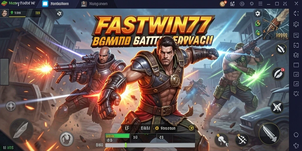 Tampilan gameplay FASTWIN77 yang mendebarkan dalam aksi Battle Royale.