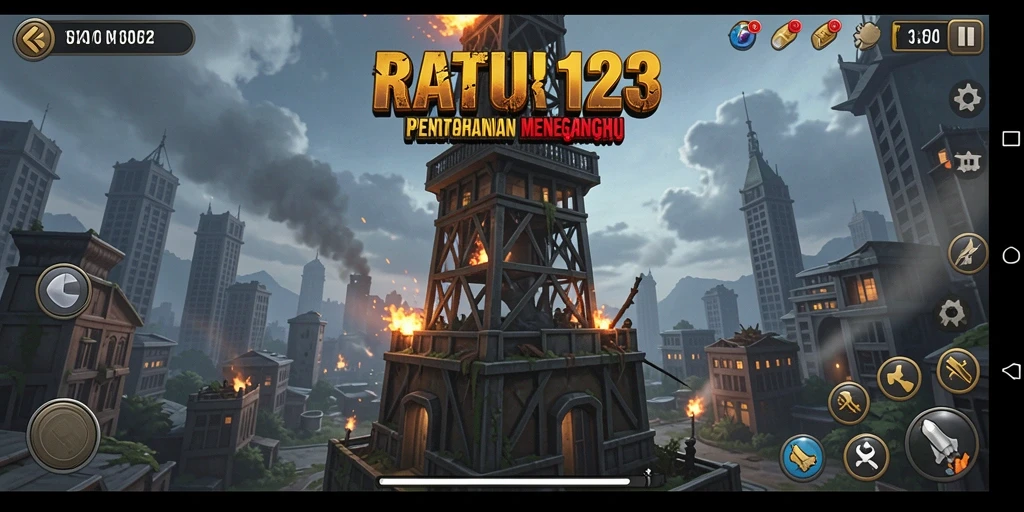 Tampilan layar utama gameplay RATU123 yang mendebarkan dalam Tower Defense.