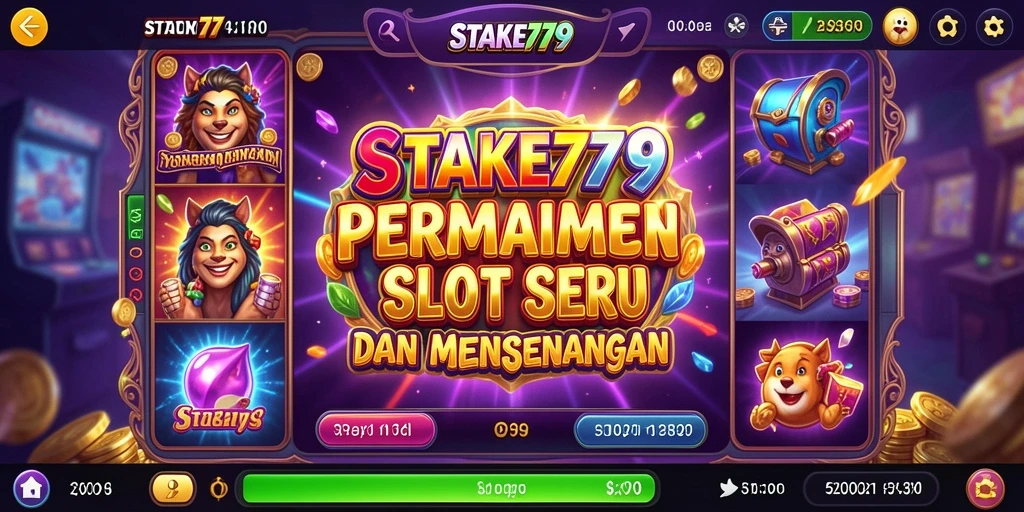 Tampilan gameplay Slot STAKE779 yang mendebarkan dan penuh warna.